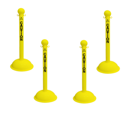 4 Pack of 3 Inch heavy duty plastic specialty workplace stanchions