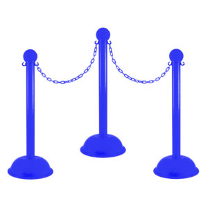 Blue Plastic Chain and Stanchion Crowd Control Line Barirers