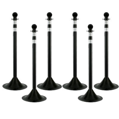 Pack of 6 - 2 inch Traffic Control Plastic Stanchion with DOT Stripes