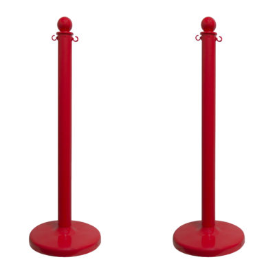 2.5 Inch Plastic Crowd Control Stanchions - 40 Inch Tall - Red