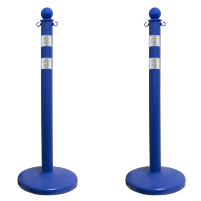 2.5 Inch Plastic Stanchions with Reflective DOT Stripes - Blue