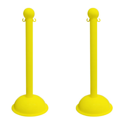 3 Inch Crowd Control Plastic Stanchion Pack of 2 - Yellow